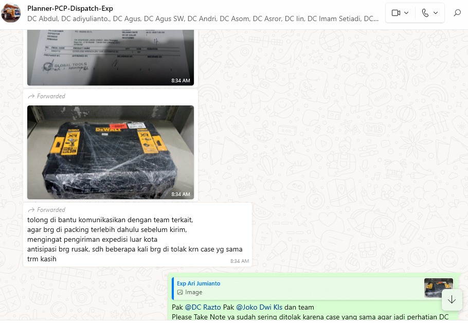 Lampiran Point 6. ISSUE  KLS UNTUK KIRIMAN OD CUSTOMER KE HO, BARANG SEPERTI  KOTAK KECIL YANG TIDAK DI PACKING AKAN DI TOLAK. PAK DENI KOORDINASI DENGAN TEAM DC UNTUK TETAP DI PACKING.