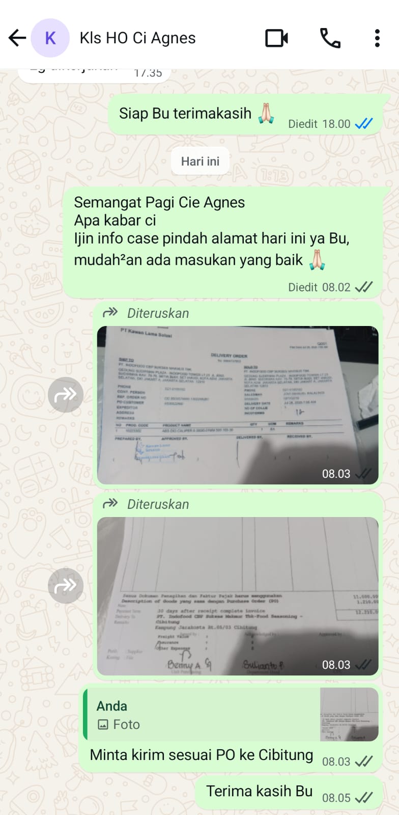 Lampiran Point 3.ISSUE KLS DO CUSTOMER PINDAH ALAMAT PT.INDOFOOD